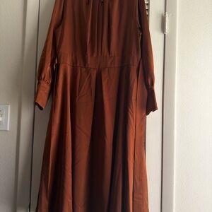 Dainty Jewells Burnt Orange Maxi Dress with Long Sleeves